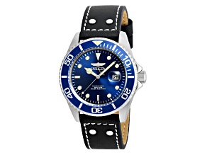 Invicta Pro Diver 43mm Blue Dial Leather Band Quartz Watch