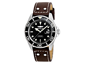 Invicta Pro Diver 43mm Black Dial Leather Band Quartz Watch