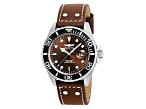 Invicta Pro Diver 43mm Brown Dial Leather Band Quartz Watch
