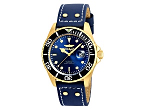 Invicta Pro Diver 43mm Blue Dial Leather Band Quartz Watch