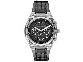 Armani Exchange Rafael 44mm Gray Silicone Strap Gray Dial Chronograph Quartz Watch