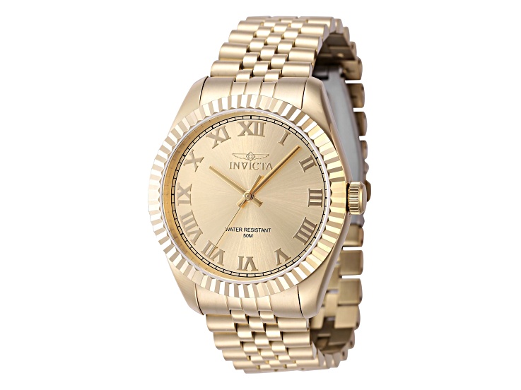 Invicta Specialty 43mm Gold Dial Stainless Steel Band Quartz Watch