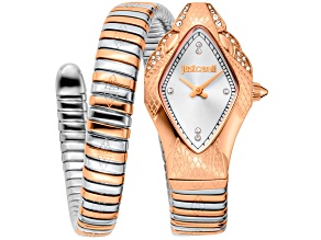 Just Cavalli Ferocious 22mm Two-tone Stainless Steel Bracelet White Dial Quartz Watch