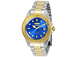 Invicta Pro Diver 37.5mm Blue Dial Stainless Steel Band Quartz Watch