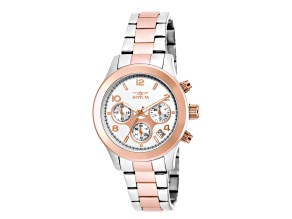 Invicta Women's Angel 38mm Rosetone, Goldtone & Silver Dial Stainless Steel Bracelet Quartz Watch