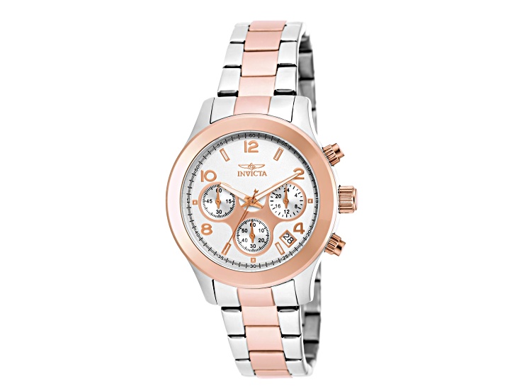 Invicta Women's Angel 38mm Rosetone, Goldtone & Silver Dial Stainless Steel Bracelet Quartz Watch