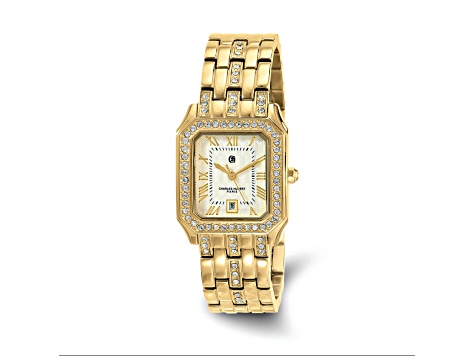 Charles Hubert Ladies IP Plated Stainless 26x32.5mm Crystal Bezel Watch