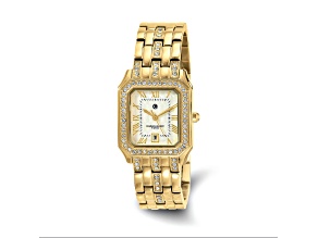 Charles Hubert Ladies IP Plated Stainless 26x32.5mm Crystal Bezel Watch