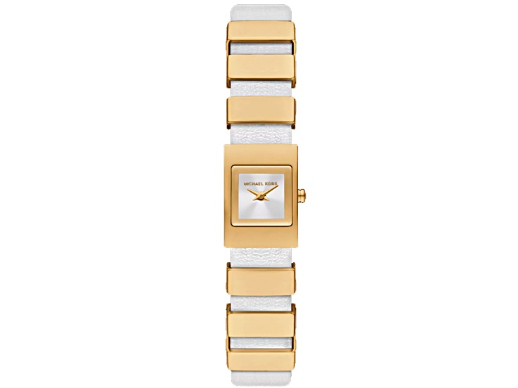Michael Kors Darrington 20mm White Leather Strap White Dial 