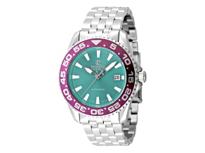 Invicta Reserve 44mm Light Blue Dial Pink Bezel Stainless Steel Automatic Watch