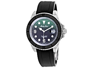 Mathey Tissot Mathy Design 42mm Black Silicone Strap Green Dial Quartz Watch