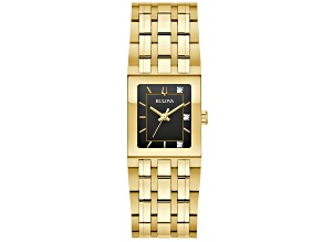 Bulova Marc Anthony Quadra 22mm Yellow Stainless Steel Bracelet Black Dial Quartz Watch