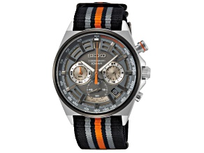 Seiko Core 42mm Black Fabric Strap Gray Dial Quartz Watch
