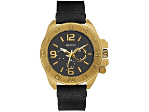 Guess Viper 46mm Black Leather Strap Multi-function Quartz Watch