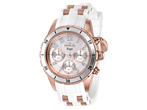 Invicta Angel 40mm White Dial Silicone, Stainless Steel Band Quartz Watch