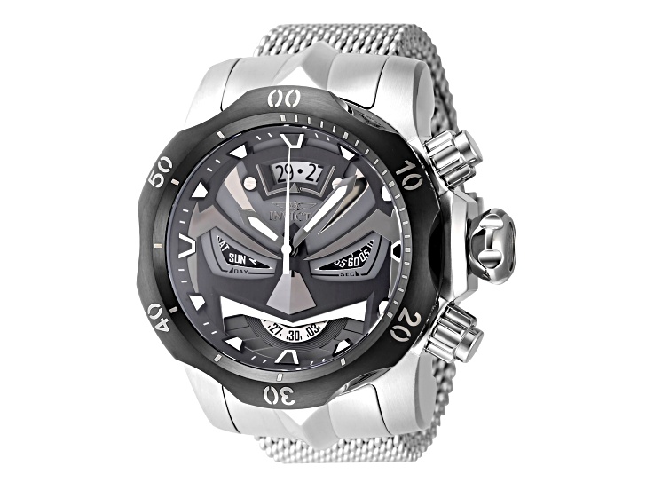 Invicta Venom 53.70mm Gunmetal, Black Dial Mesh, Stainless Steel