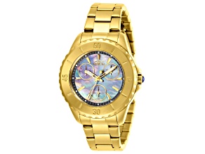 Invicta Angel 38mm Gunmetal Dial Yellow Stainless Steel Quartz Watch