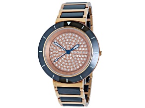 Oniss Toulon 37mm Rose Two-tone Stainless Steel Bracelet Black Bezel Quartz Watch