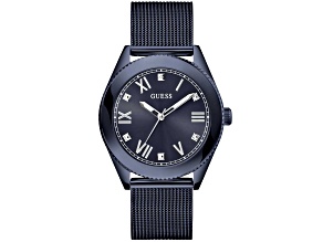 Guess Noble 44mm Blue Stainless Steel Mesh Band Quartz Watch