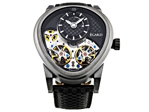 Egard Quantus Carbon Beast 43mm Black Leather Strap Black Dial Automatic Watch