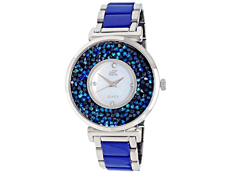 Adee Kaye Pisa 35mm White Dial Blue Alloy Band Watch  display picture 1