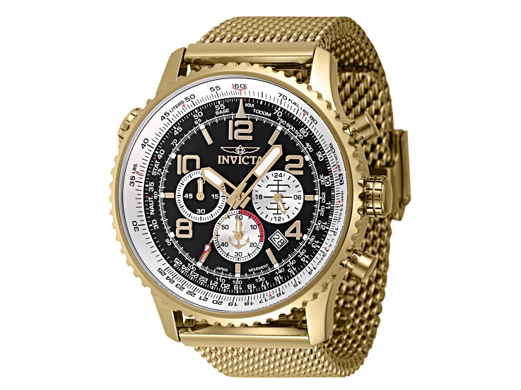 Invicta OCEAN VOYAGE 49.5mm Black Dial Stainless Steel Band Quartz