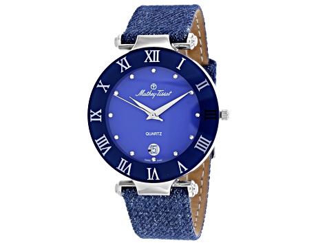 Mathey Tissot Women's Classic Blue Leather Strap Watch