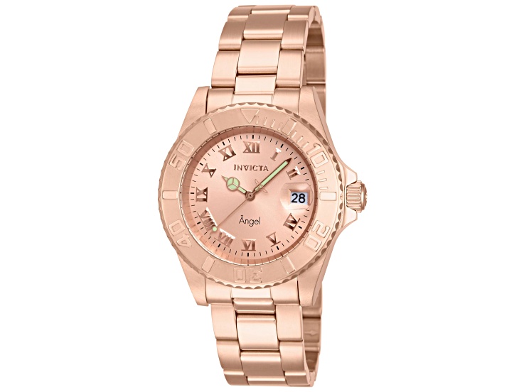 Invicta Women's Angel 40mm Rosetone Goldtone Dial Stainless Steel Bracelet Quartz Watch