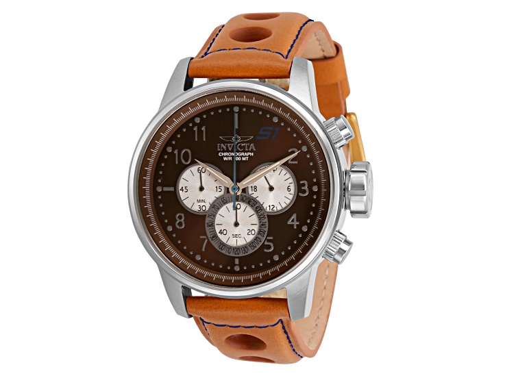 Invicta S1 Rally 46mm Antique White, Brown Dial Leather Band Quartz Watch