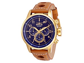 Invicta S1 Rally 46mm Blue Dial Leather Band Quartz Watch