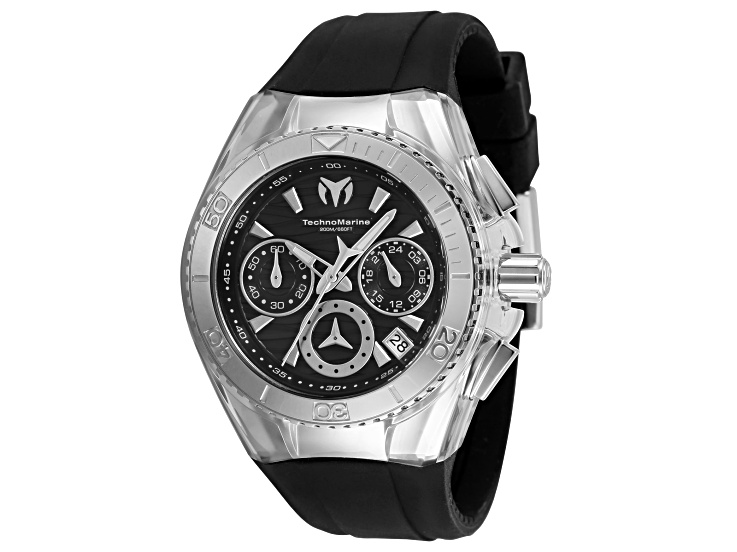 Technomarine Cruise Star 40.57mm Black Dial White Bezel Black Silicone Strap Quartz Watch