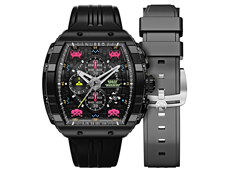 Nubeo Magellan Chronograph Space Invaders Black Stainless Steel Nubeo Magellan Chronograph Space Invaders Black Stainless Steel