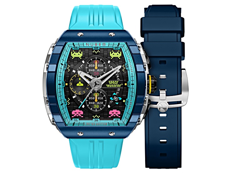 Nubeo Magellan Chronograph Space Invaders Blue Stainless Steel