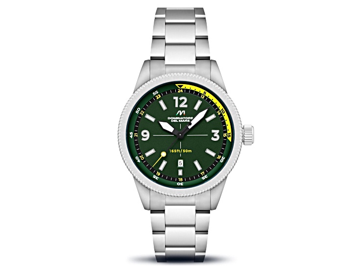 Dominatore Del Mare Aviatore Green Dial White Bezel White Stainless Steel Band Japan Quartz Watch