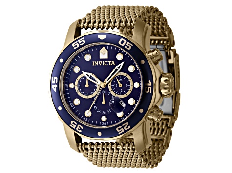 Invicta Pro Diver 48mm Blue Dial Gold Tone Stainless Steel Quartz Watch 1YBNCD JTV