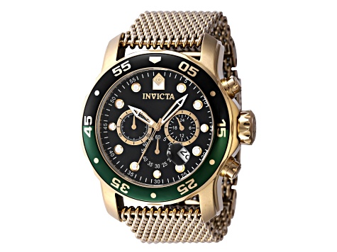 Invicta Pro Diver 48mm Black and Green Two-tone Bezel Gold Tone Stainless Steel Quartz Watch