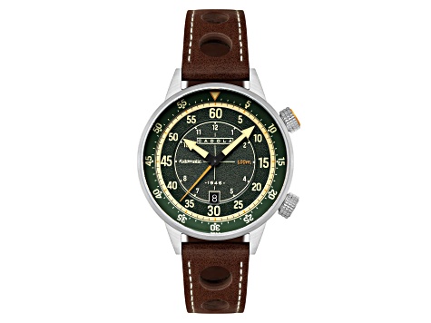 Cadola Rally Timer Green Dial White Bezel Brown Stainless Steel Band Automatic Watch