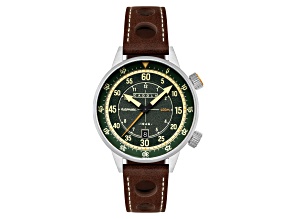 Cadola Rally Timer Green Dial White Bezel Brown Stainless Steel Band Automatic Watch