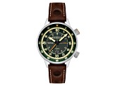 Cadola Rally Timer Green Dial White Bezel Brown Stainless Steel Band Automatic Watch
