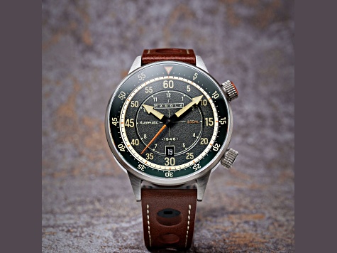 Cadola Rally Timer Green Dial White Bezel Brown Stainless Steel Band Automatic Watch