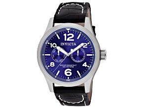 Invicta I-Force 48mm Blue  Dial Leather Band Quartz Watch