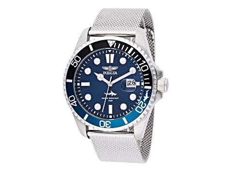 Invicta Pro Diver 43mm Blue Dial Stainless Steel Mesh Quartz Watch