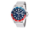 Invicta Pro Diver 43mm Blue Dial Blue and Red Bezel Stainless Steel Mesh Quartz Watch