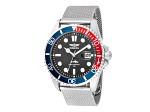 Invicta Pro Diver 43mm Black Dial Red and Blue Bezel Stainless Steel Mesh Quartz Watch