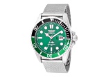 Invicta Pro Diver 43mm Green Dial Black and Green Bezel Stainless Steel Mesh Quartz Watch