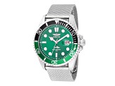 Invicta Pro Diver 43mm Green Dial Black and Green Bezel Stainless Steel Mesh Quartz Watch