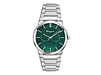 Picture of Ferragamo Sapphire Watch 41mm Stainless Steel Case Green Guilloché Dial Stainless Steel Bracelet