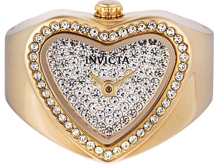 Invicta Mini 18.5mm White Dial Yellow Stainless Steel Band Quartz Ring Watch