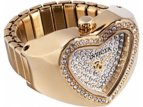 Invicta Mini 18.5mm White Dial Yellow Stainless Steel Band Quartz Ring Watch