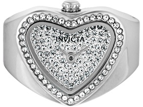 Invicta Mini 18.5mm White Dial Stainless Steel Band Quartz Ring Watch